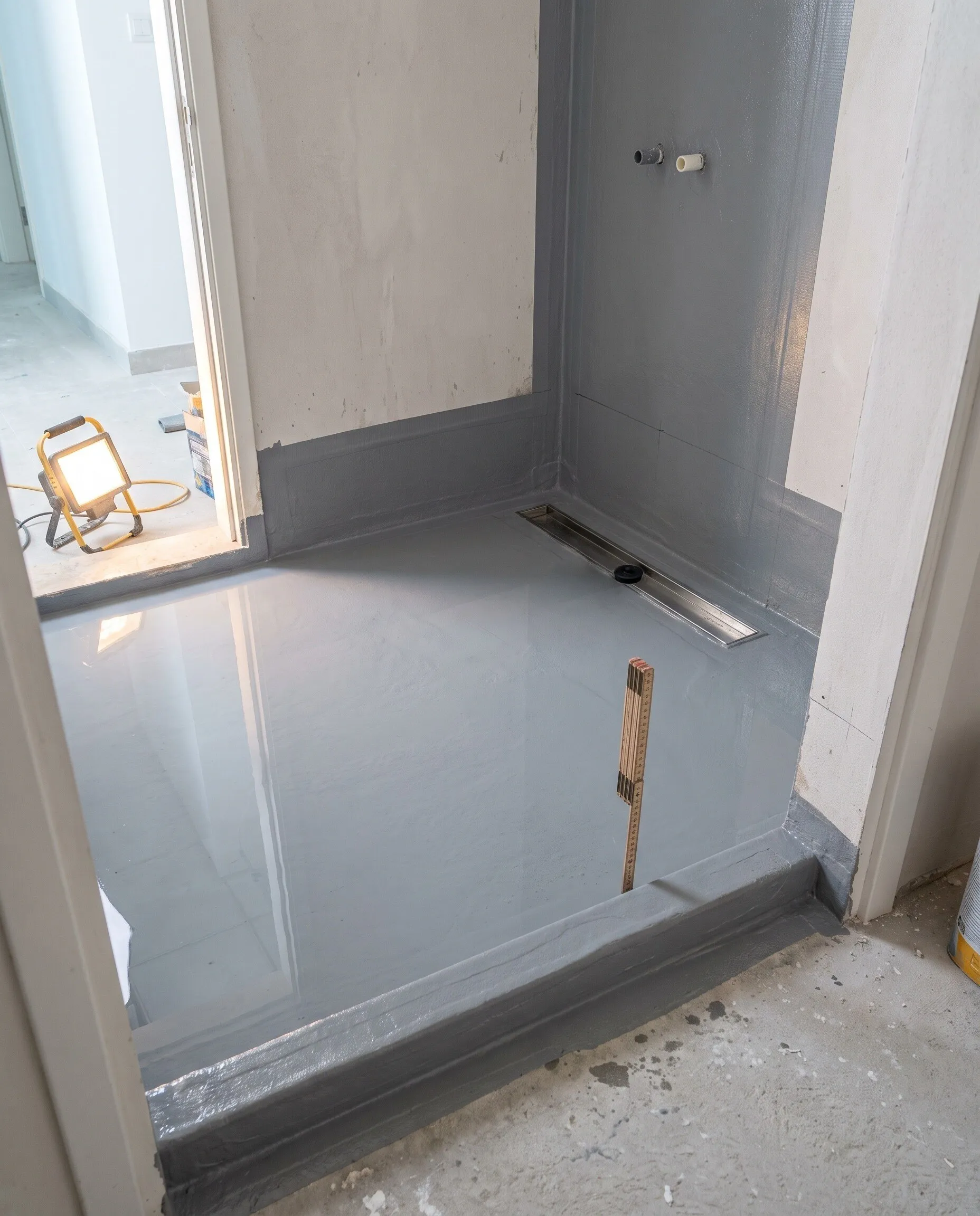 Waterproofing test: the bathroom floor flooded for 24 hours